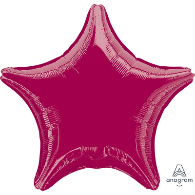 45cm Star Foil Balloon Burgundy Inflated with Helium