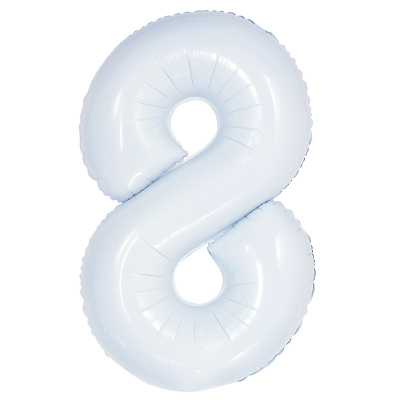 86cm 34 Inch Gaint Number Foil Balloon White 8 Inflated with Helium