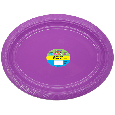 Oval Plastic Plates Purple 5PK