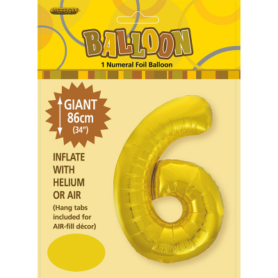 86cm 34 Inch Gaint Numeral Foil Balloon Gold 6