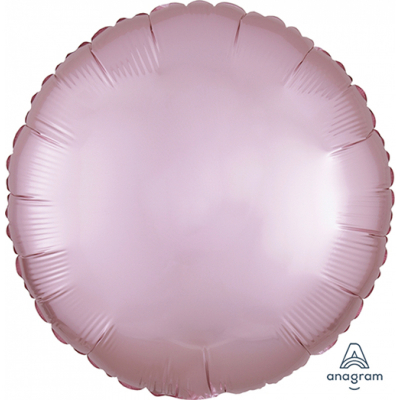 45cm Round Foil Balloon Satin Pastel Pink Inflated with Helium