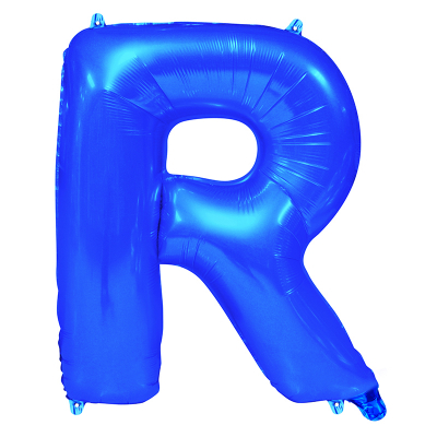 86cm 34 Inch Gaint Alphabet Letter Foil Balloon Royal Blue R Inflated with Helium