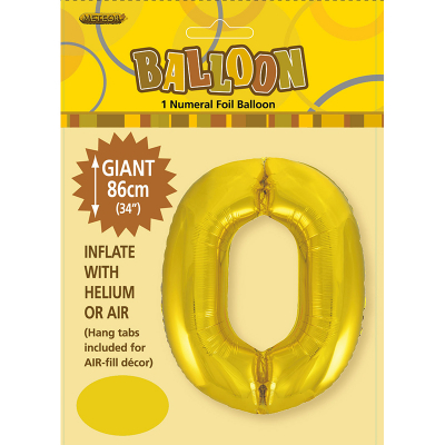 86cm 34 Inch Gaint Numeral Foil Balloon Gold 0