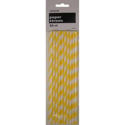 Stripes Yellow Paper Straw 20PK