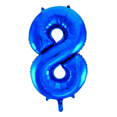 86cm 34 Inch Gaint Number Foil Balloon Royal Blue 8 Inflated with Helium