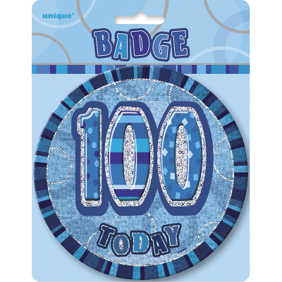 Glitz Birthday Blue Badge 100th