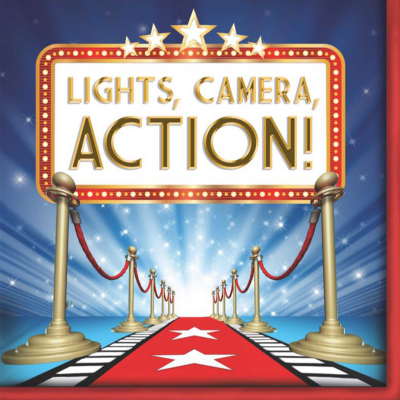 Hollywood Lights Lunch Napkins Lights, Camera, Action 16PK