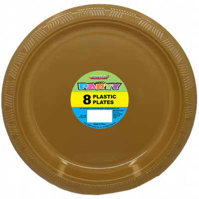 Plastic Around Plates 23cm Gold 8PK