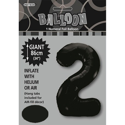 86cm 34 Inch Gaint Numeral Foil Balloon Black 2