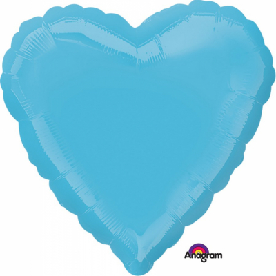 45cm Heart Foil Balloon Caribbean Blue Inflated with Helium