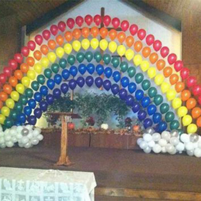 Gaint Rainbow String of Pearls Helium Balloon Arch with Cloud