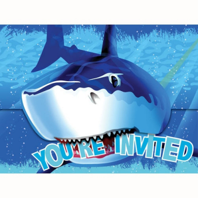 Shark Splash Invitations 8PK