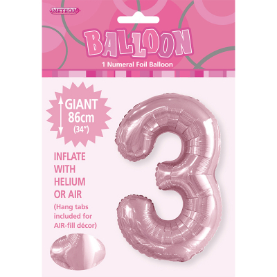 86cm 34 Inch Gaint Number Foil Balloon Pastel Pink 3