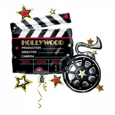 Supershape Hollywood Clapboard Foil Balloon Inflated with Helium