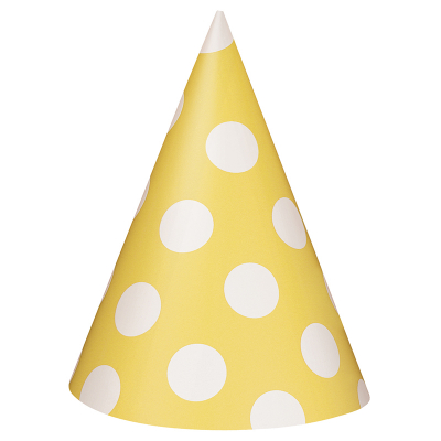 Polka Dots Party Hats Sunflower Yellow 8PK