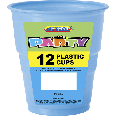 Plastic Cups 270ml Pastel Blue 12PK