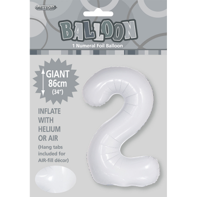 86cm 34 Inch Gaint Number Foil Balloon White 2