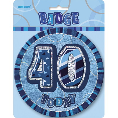 Glitz Birthday Blue Badge 40th