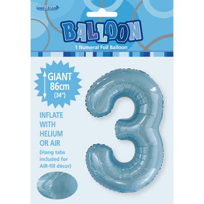 86cm 34 Inch Gaint Number Foil Balloon Pastel Blue 3