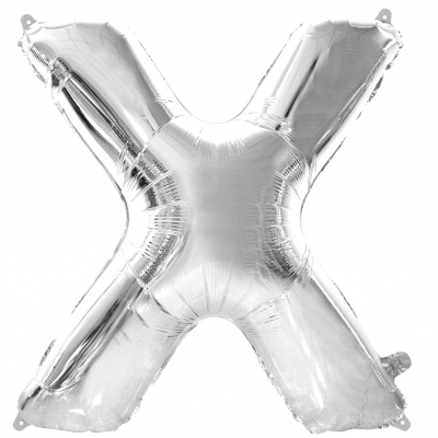 86cm 34 Inch Gaint Alphabet Letter Foil Balloon Silver X Inflated with Helium