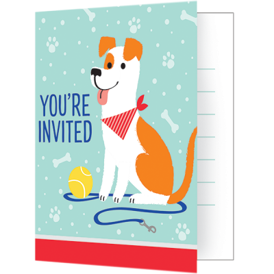 Dog Party Invitations Foldover Style You're Invited 8PK