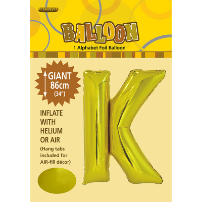 86cm 34 Inch Gaint Alphabet Foil Balloon Gold K