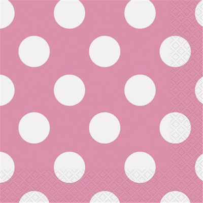 Polka Dots Luncheon Napkins Hot Pink 16PK