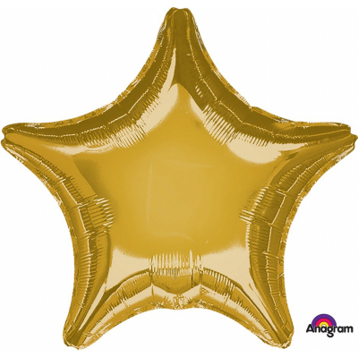 45cm Star Foil Balloon Gold Inflated with Helium
