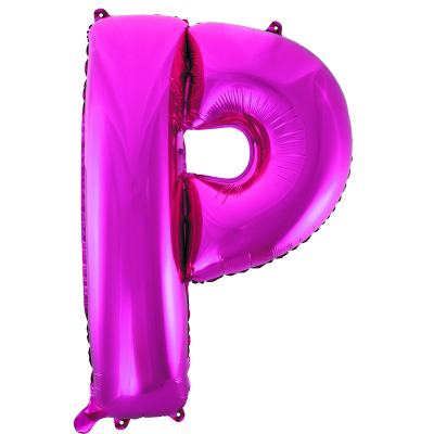 86cm 34 Inch Gaint Alphabet Letter Foil Balloon Dark Pink P Inflated with Helium