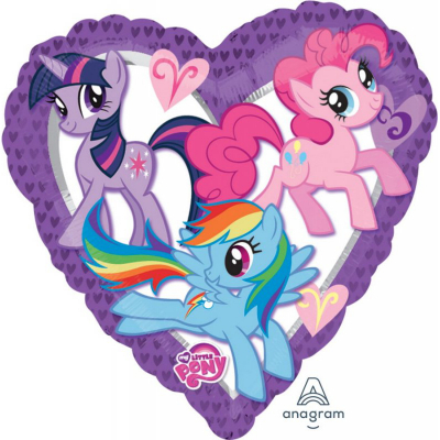 45cm Standard My Little Pony Heart Foil Balloon Inflated with Helium