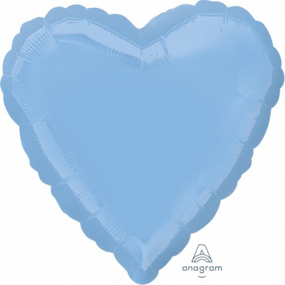 45cm Heart Foil Balloon Pastel Blue Inflated with Helium