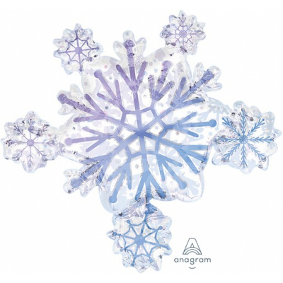 Supershape Holographic Snowflake Cluster Foil Balloon Inflated with Helium