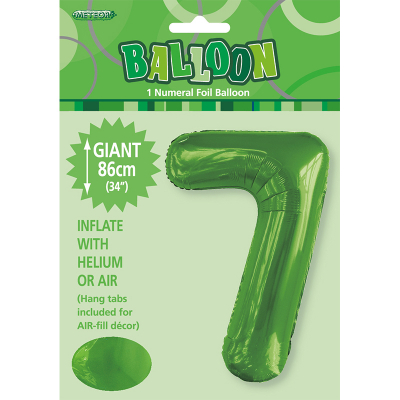 86cm 34 Inch Gaint Number Foil Balloon Lime Green 7