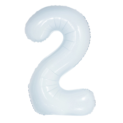 86cm 34 Inch Gaint Number Foil Balloon White 2 Inflated with Helium