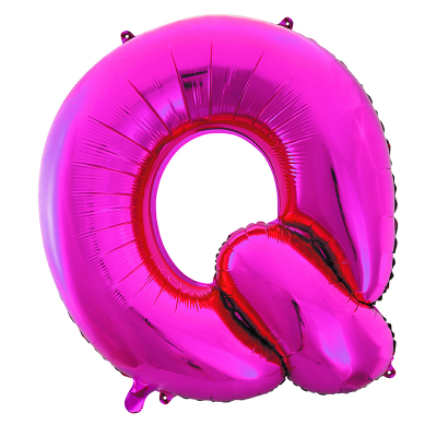 86cm 34 Inch Gaint Alphabet Letter Foil Balloon Dark Pink Q Inflated with Helium