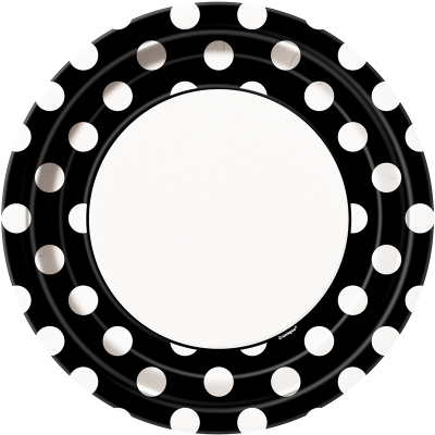 Polka Dots 23cm Plates Midnight Black 8PK