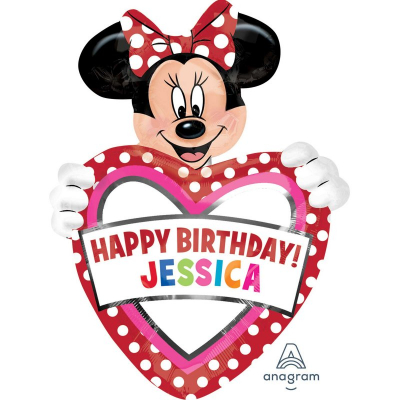 Supershape Personalized Minnie Mouse Birthday Foil Balloon Inflated with Helium