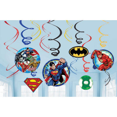 Justice League Swirl Decorations 12PK