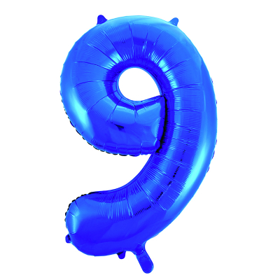 86cm 34 Inch Gaint Number Foil Balloon Royal Blue 9 Inflated with Helium