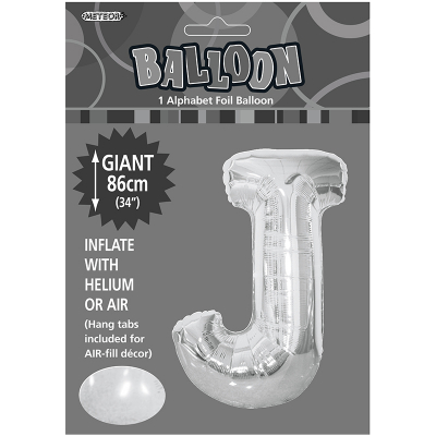 86cm 34 Inch Gaint Alphabet Foil Balloon Silver J