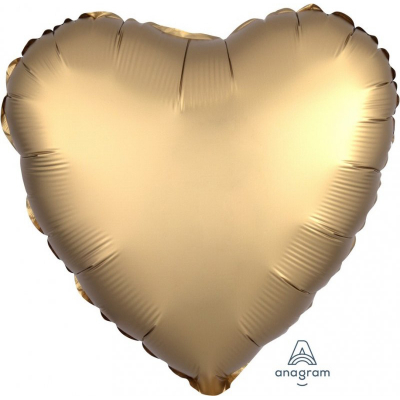45cm Heart Foil Balloon Satin Gold Inflated with Helium