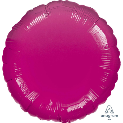 45cm Round Foil Balloon Fuchsia Inflated with Helium