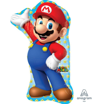 Supershape Super Mario Brothers Foil Balloon Inflated with Helium