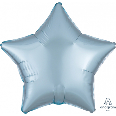 45cm Star Foil Balloon Satin Pastel Blue Inflated with Helium