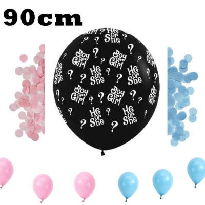 90cm Confetti Gander Reveal Printed Balloon with Helium & Weight & Small Balloon