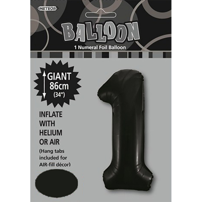 86cm 34 Inch Gaint Numeral Foil Balloon Black 1