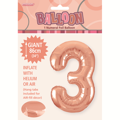 86cm 34 Inch Gaint Number Foil Balloon Rose Gold 3