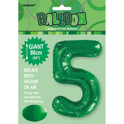 86cm 34 Inch Gaint Number Foil Balloon Dark Green 5