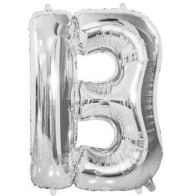 86cm 34 Inch Gaint Alphabet Letter Foil Balloon Silver B Inflated with Helium