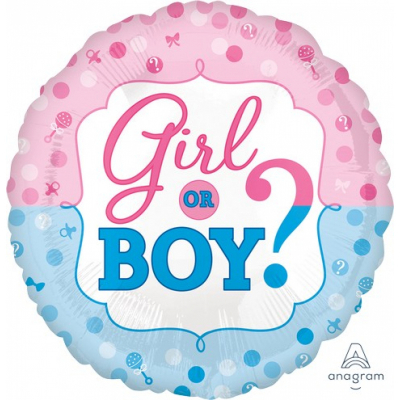 45cm Standard Gender Reveal Girl Or Boy ? Foil Balloon Inflated with Helium